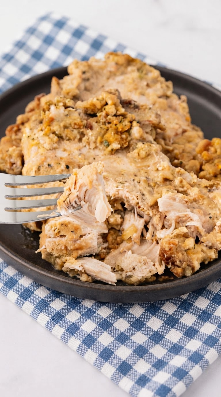 Crockpot Pork Chops and Stuffing