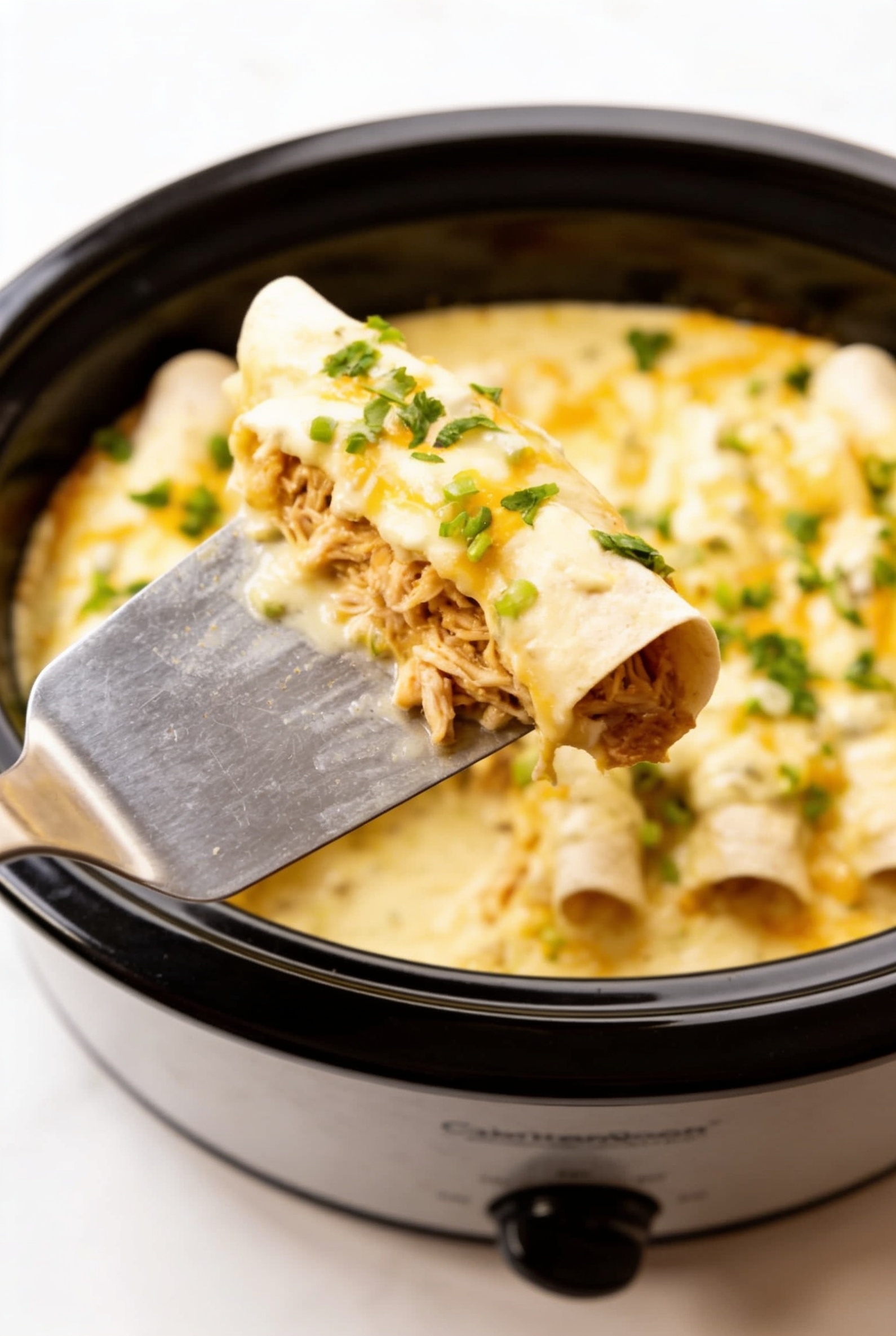 Crockpot White Chicken Enchiladas