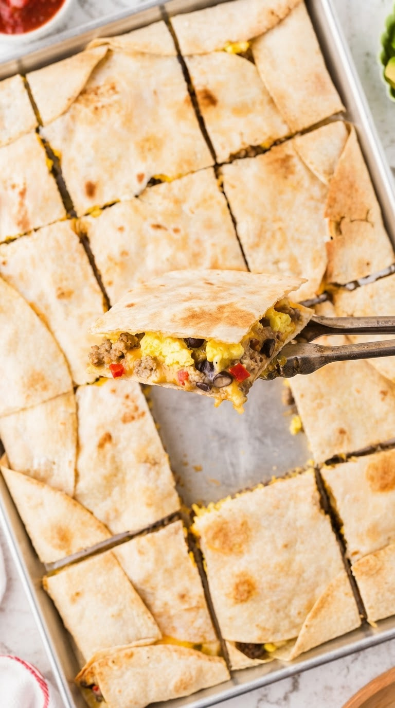 Make Ahead High Protein Sheet Pan Breakfast Quesadillas
