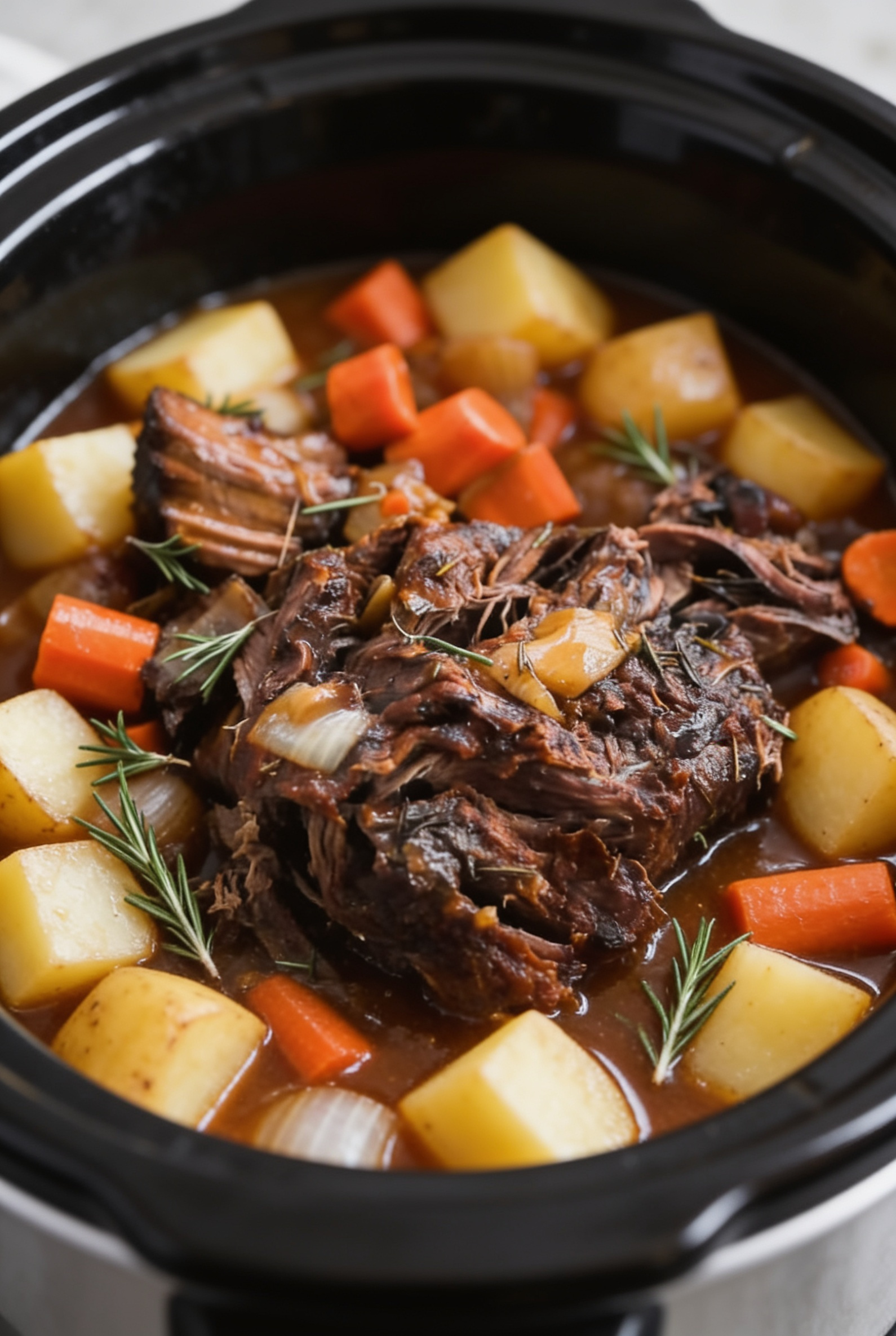 Simple Crockpot Pot Roast with Potatoes and Carrots