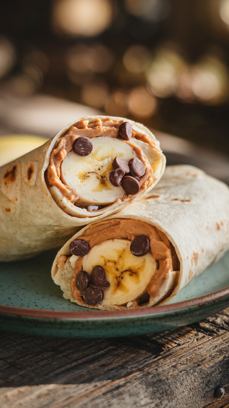 Banana Wraps with Nut Butter Chocolate Chips