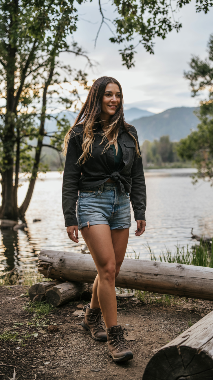 Camp Shirt and Denim Shorts