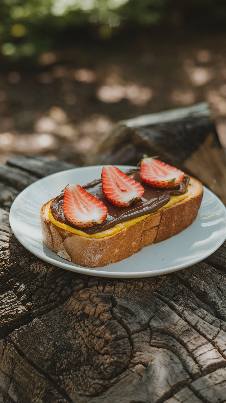 Campfire Toast with Nutella and Strawberries