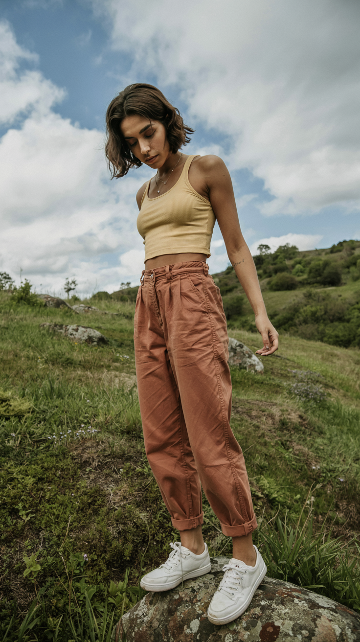 Cargo Pants and Ribbed Tank