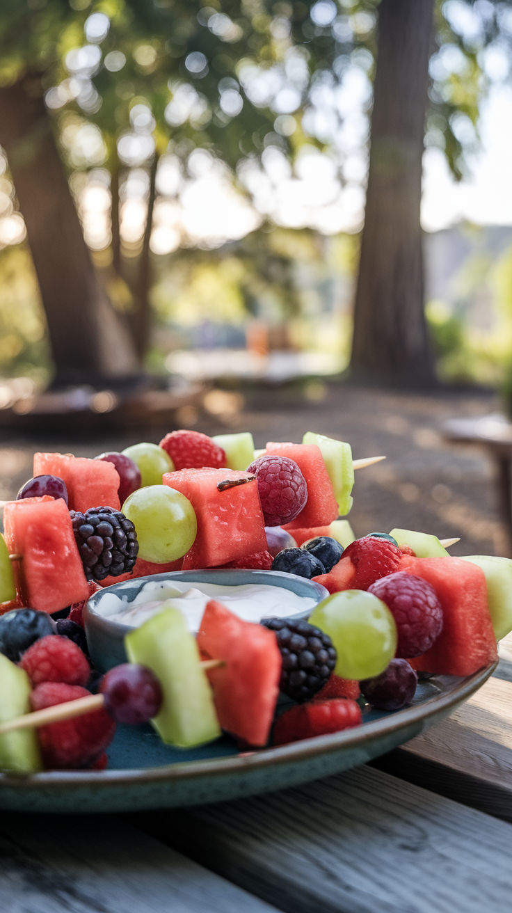 Chilled Fruit Skewers with Yogurt Dip