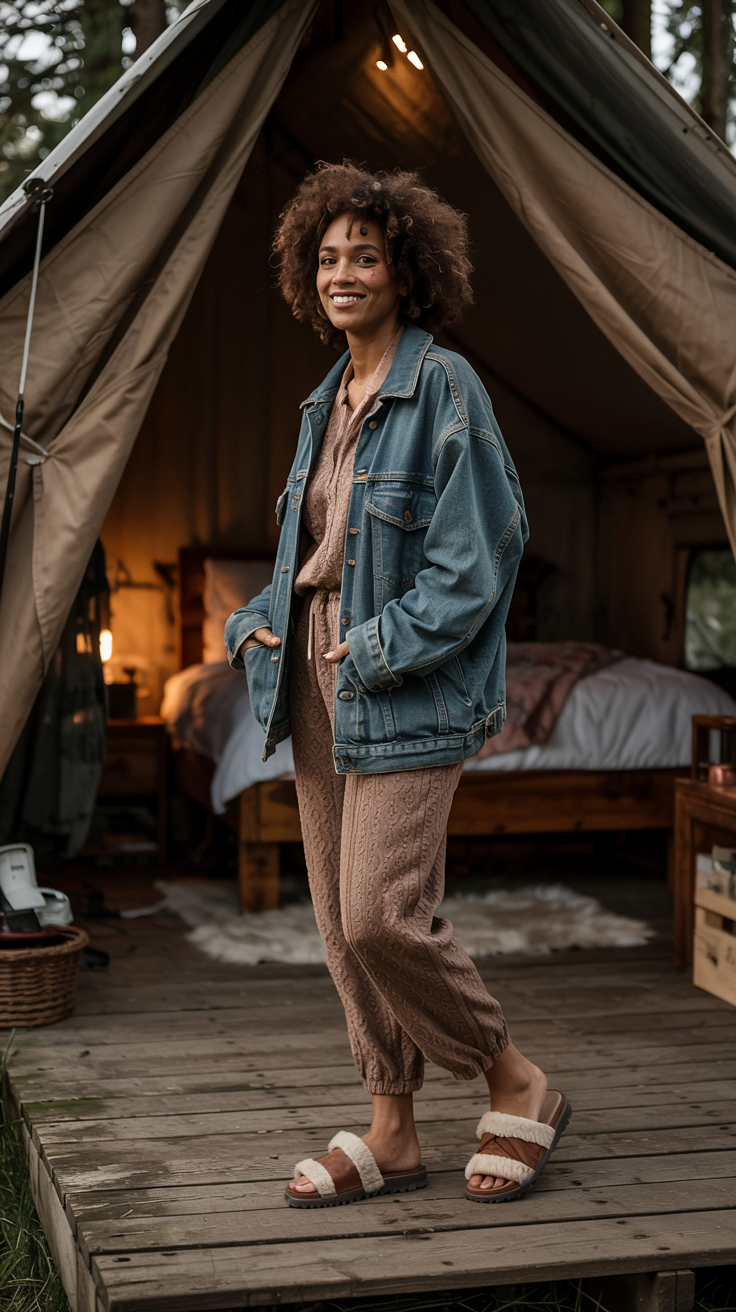 Knit Set and Shearling Slides