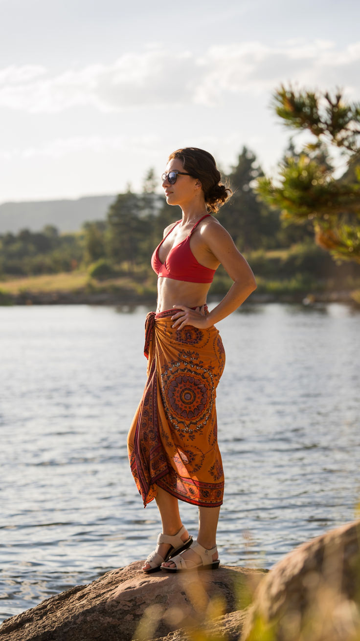 Sarong Bikini Top and Camp Sandals