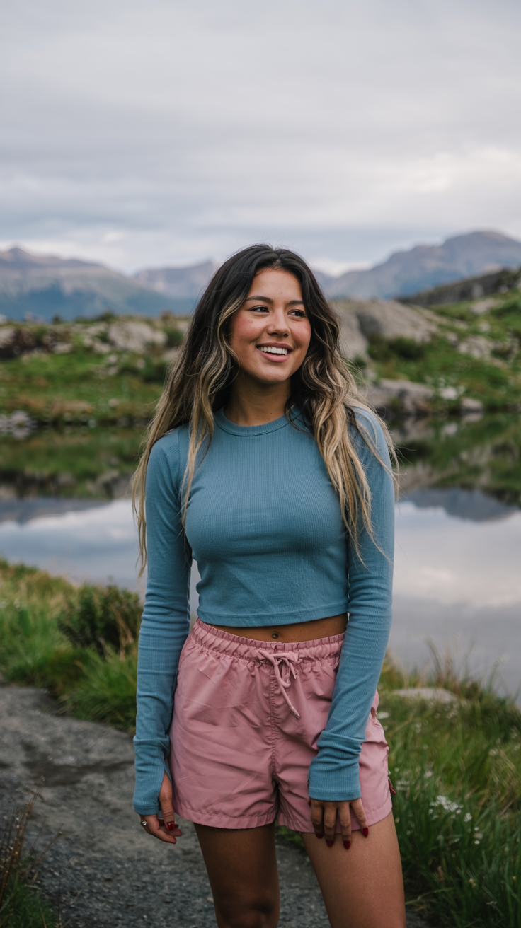Sweat Shorts and Long Sleeve Tee